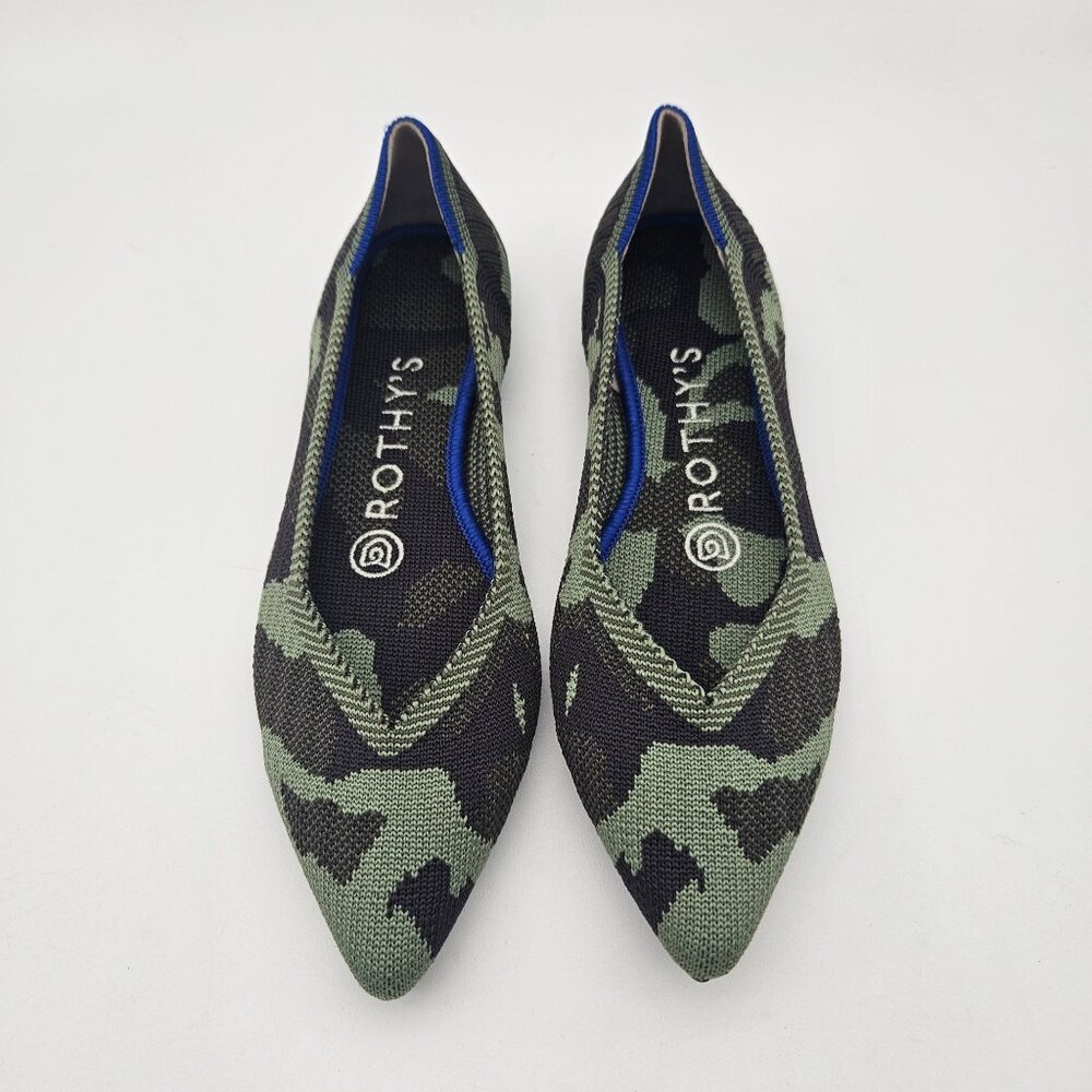 Rothys The Point Olive Camo Slip On Flats Womens Size 5.5 NEW